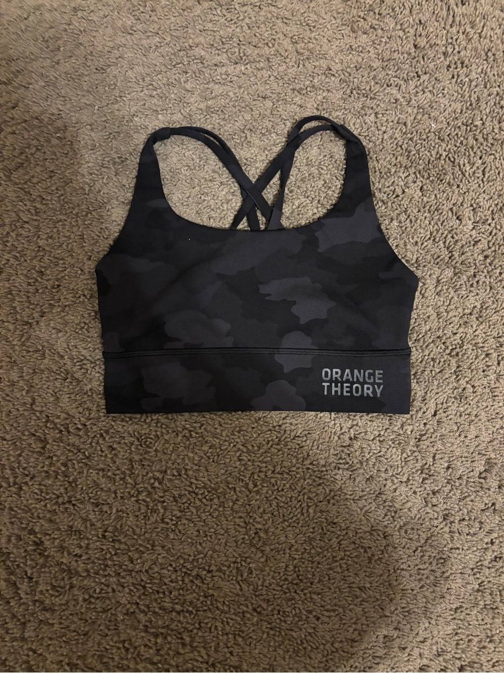 OrangeTheory  Lululemon Women's Black Camo Strappy Sports Bra